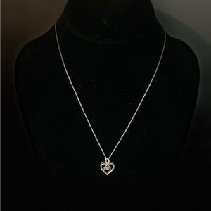 Round-Cut White Diamond Heart Prong Set Pendant in Sterling Silver